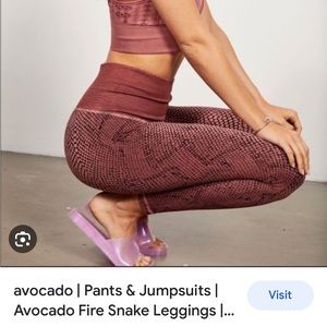 Avocado fire snakeskin leggings